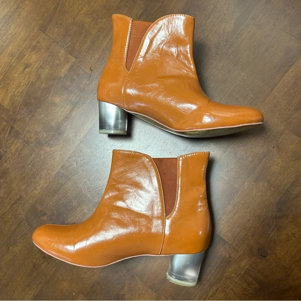 Arden Wohl Cri De Coeur Vegan Leather Booties with Lucite Heel Size 8 - Picture 2 of 13